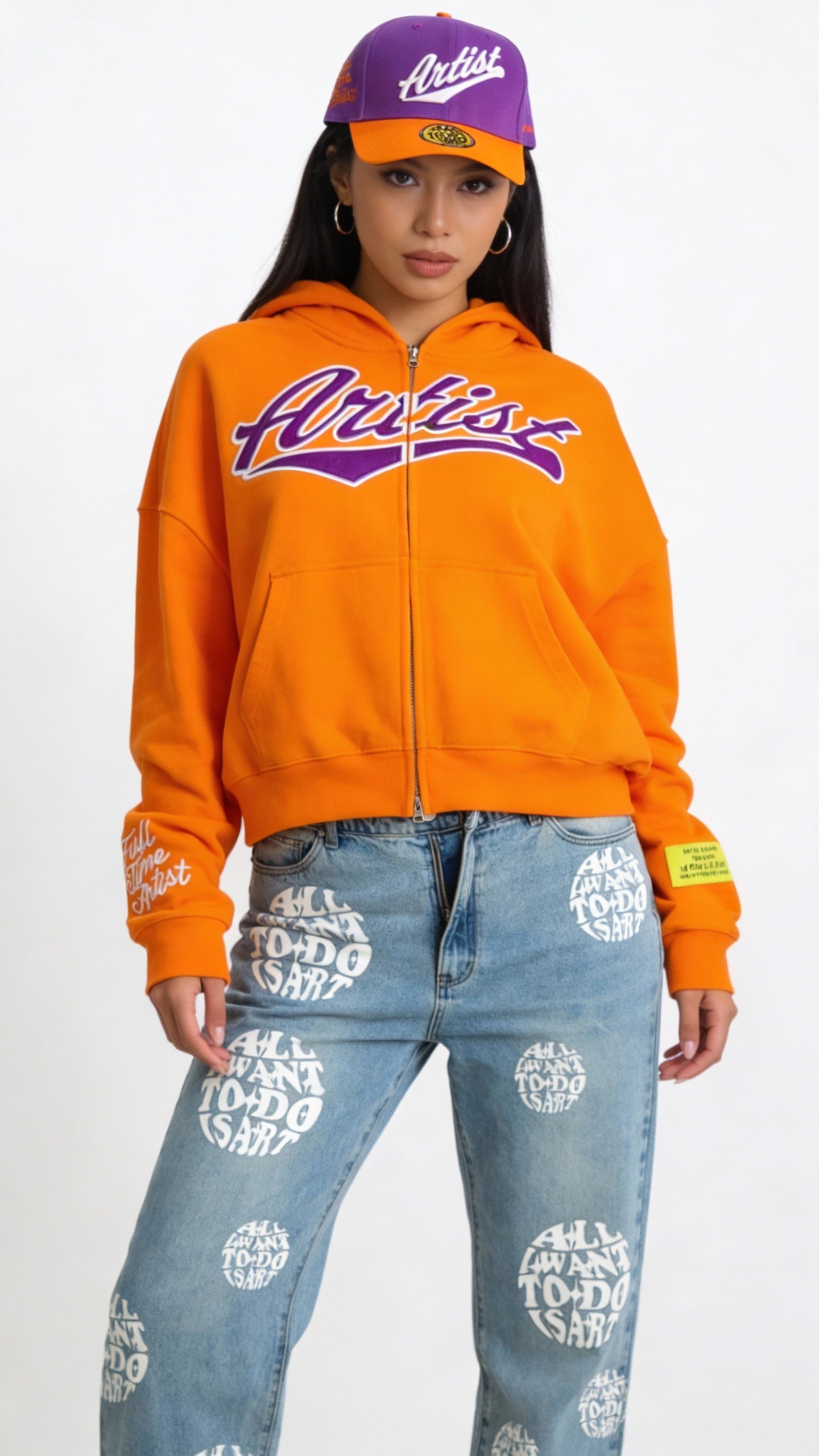 Artist Varsity Suns Zip Hoodie Orange
