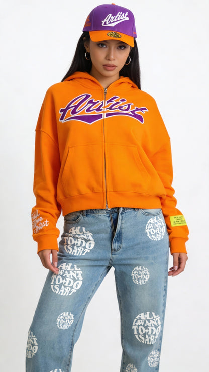 Artist Varsity Suns Zip Hoodie Orange