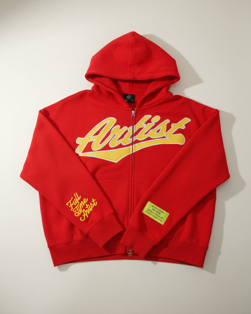 Artist Varsity Zip Hoodie Red