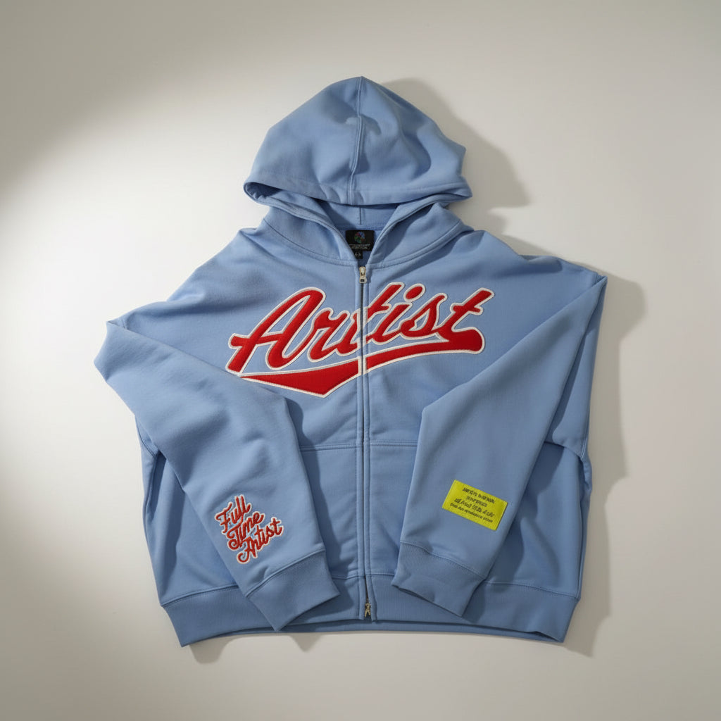Artist Varsity Zip Hoodie Sky Blue