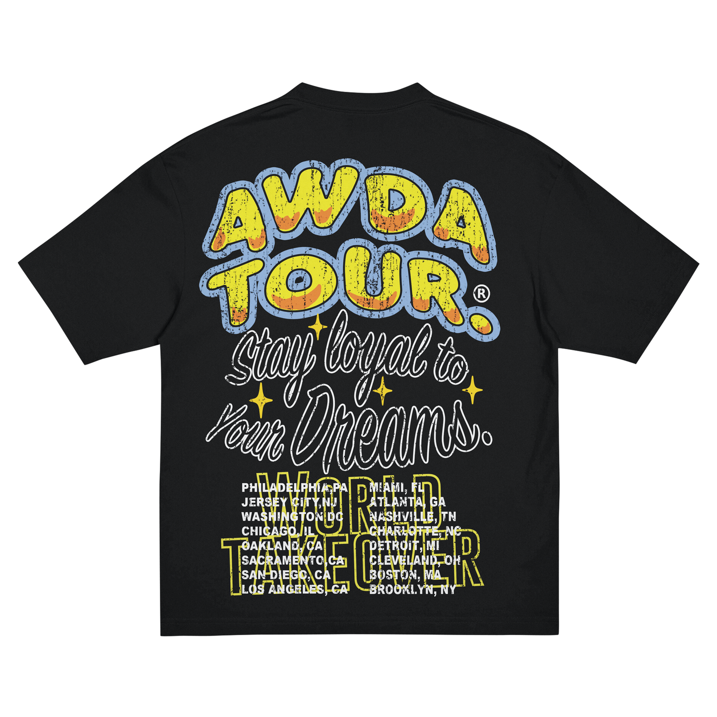 AWDA TOON TOUR -REVERSE LINING -BLACK (OVER-SIZE) TEE