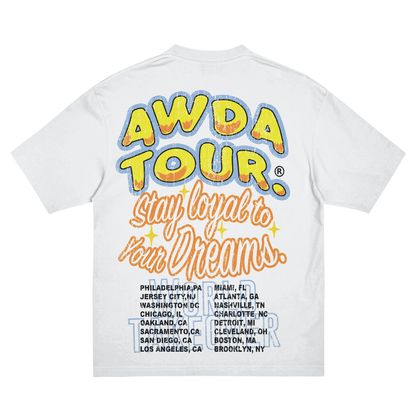 AWDA TOON TOUR -REVERSE LINING -WHITE (OVER-SIZE) TEE