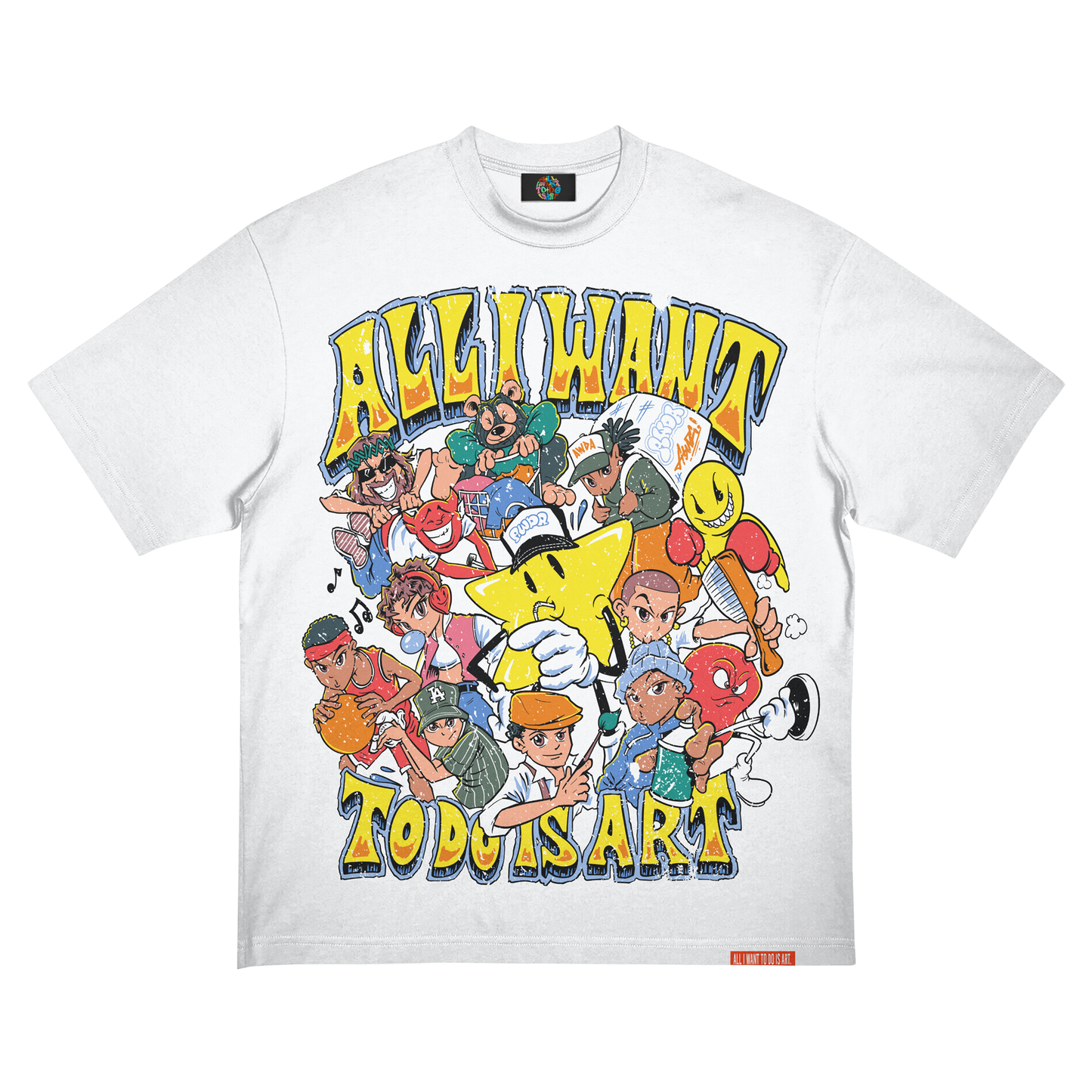 AWDA TOON TOUR -REVERSE LINING -WHITE (OVER-SIZE) TEE