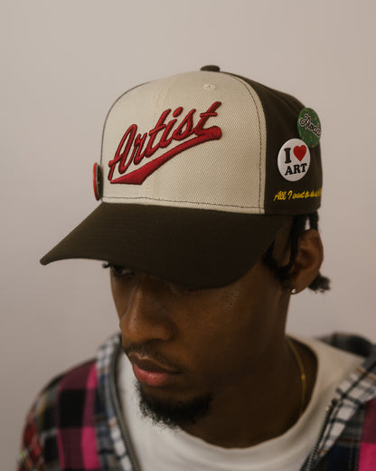 Artist Snapback (Brown & Red,Cream)