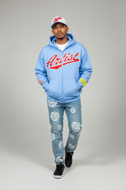 Artist Varsity Zip Hoodie Sky Blue
