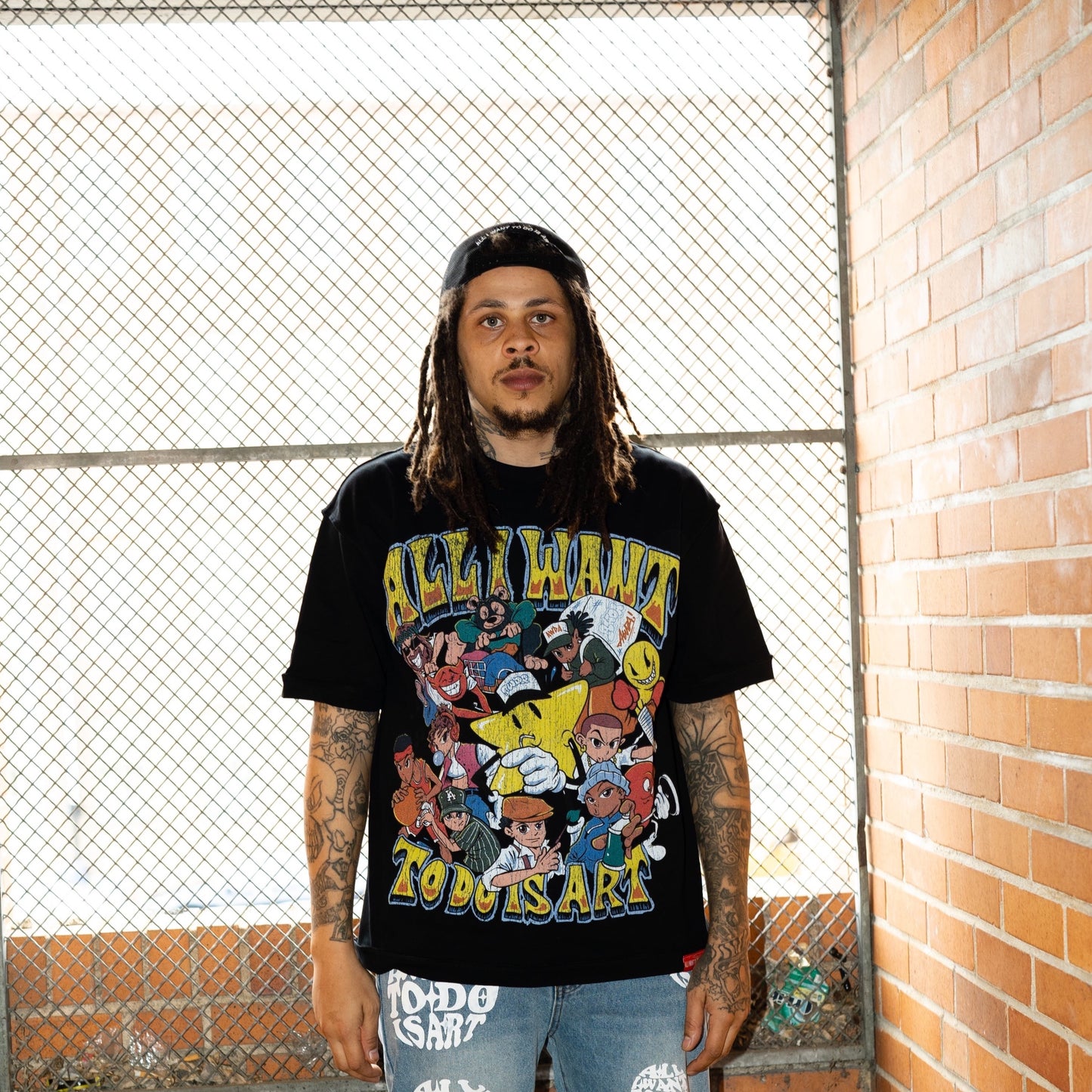 AWDA TOON TOUR -REVERSE LINING -BLACK (OVER-SIZE) TEE