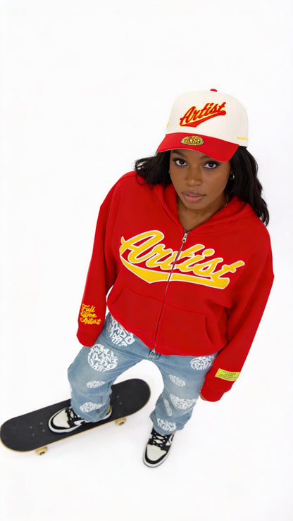 Artist Varsity Zip Hoodie Red