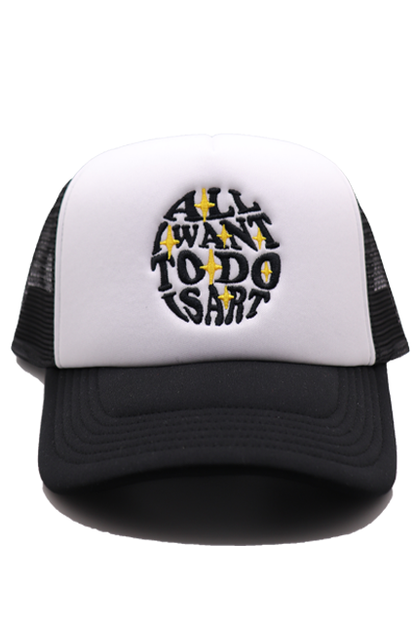 All I Want To Do Is Art- Black & Yellow logo Trucker