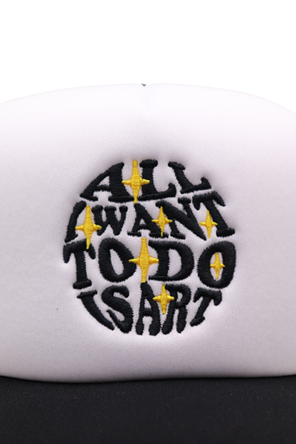 All I Want To Do Is Art- Black & Yellow logo Trucker